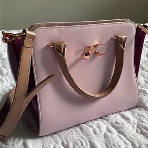 Ted Baker pink purple leather bow crossbody bag